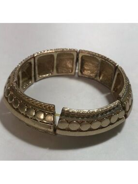 Vintage Gold Tone Metal Sectioned Stretch Bangle Bracelet